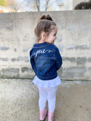 Girls Monogrammed Denim Jacket