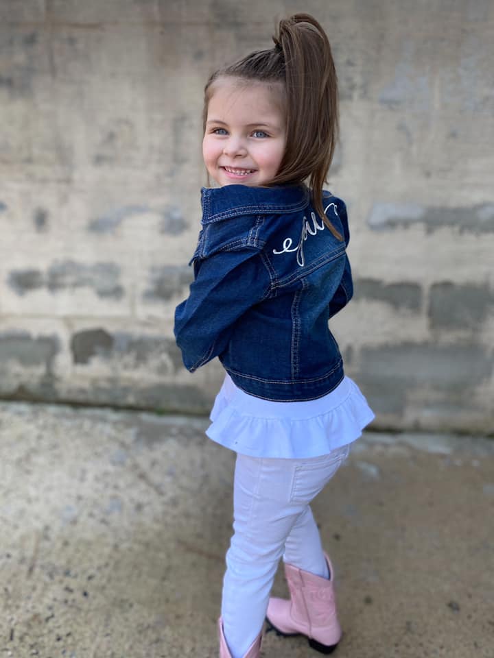 Girls Monogrammed Denim Jacket