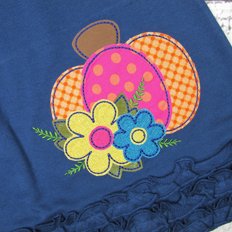 Personalized Pumpkin Appliqué Dress in Navy, Mustard, Teal, and Berry