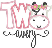Floral Cow First Birthday Shirt for Girls