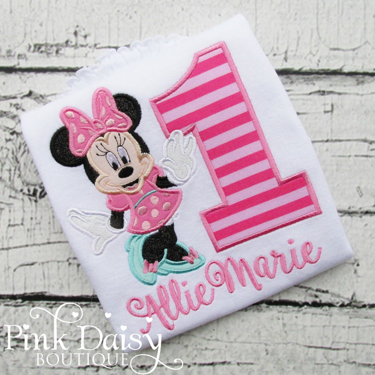 Miss Mouse Birthday Tutu Outfit in Pink and Aqua