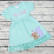 Puppy Birthday Dress in Mint