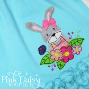Floral Bunny Dress in Aqua