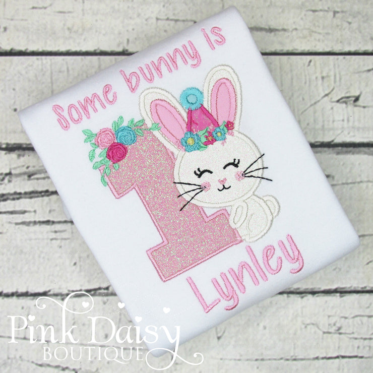 Some Bunny is One Birthday Shirt in Pink
