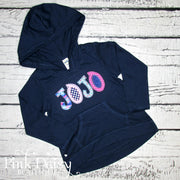 Personalized Hooded Tee - Pink, Aqua, and Navy Blue