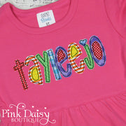 Hot Pink Appliqué Dress with Rainbow Name