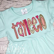 Bunny Dress in Mint, Pink, Coral, and Gold