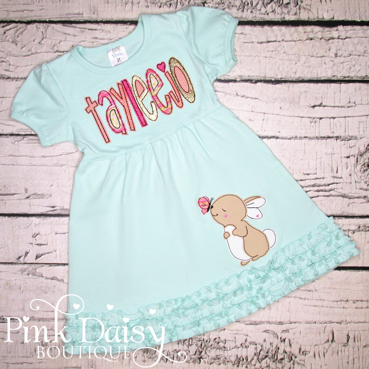 Bunny Dress in Mint, Pink, Coral, and Gold