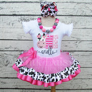 Floral Cow First Birthday Shirt for Girls