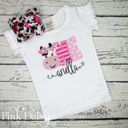 Floral Cow First Birthday Shirt for Girls