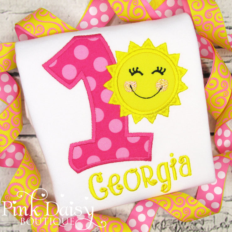 Sunshine Birthday Shirt in Pink and Yellow