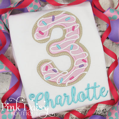 Donut Appliqué Birthday Shirt for Girls
