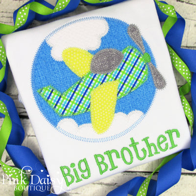 Big Brother Appliqué Shirt with Airplane and Clouds