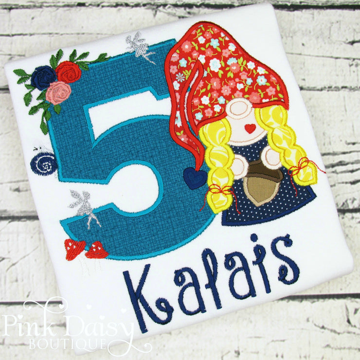 Garden Gnome Enchanted Forest Birthday Shirt with Mushrooms and Fairies