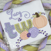 Pumpkin Floral Birthday Shirt in Shades of Purple, Peach, and Gold