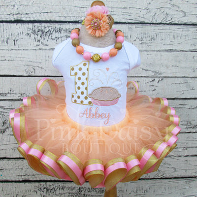 Sweetie Pie Birthday Tutu Outfit for Girls in Pink, Peach, and Gold