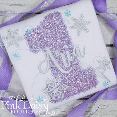 Winter ONEderland Birthday Shirt for Girls with Snowflakes in Lavender and Silver