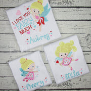 I Love You Fairy Much Valentine's Day Shirt for Girls in Red, Pink, and Aqua with Hearts