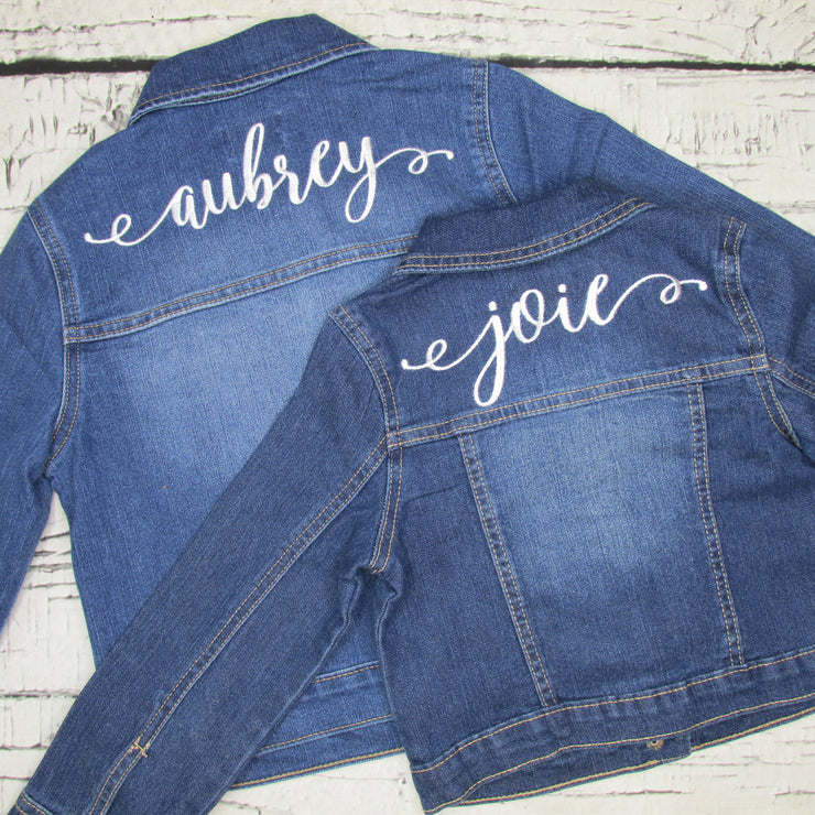 Girls Monogrammed Denim Jacket