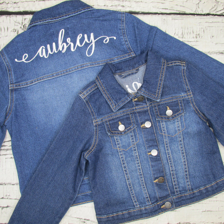 Girls Monogrammed Denim Jacket