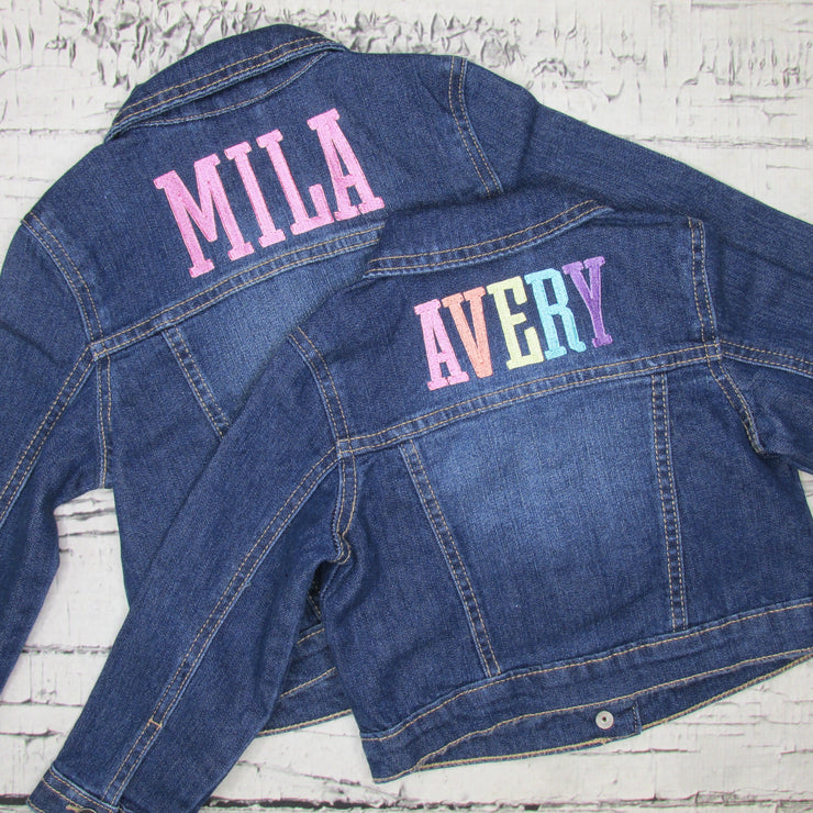 Girls Monogrammed Denim Jacket