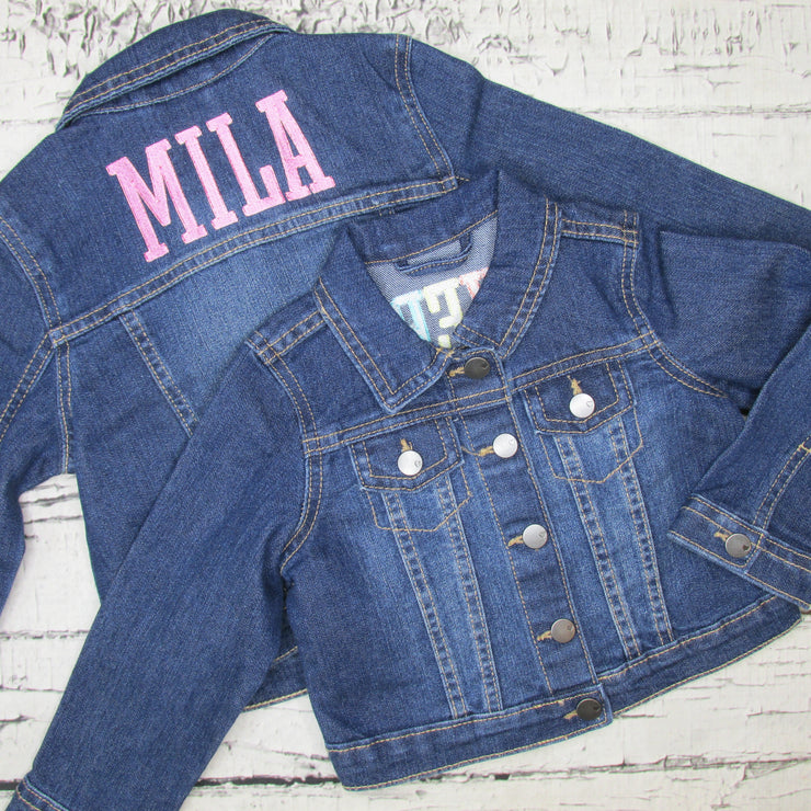 Girls Monogrammed Denim Jacket