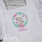 Baby Girls Easter Sunsuit with Bunny and Flowers