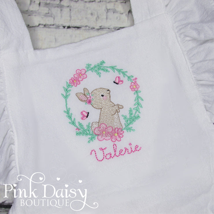 Baby Girls Easter Sunsuit with Bunny and Flowers