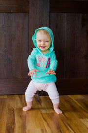 Personalized Hooded Tee - Pink, Coral, Gold, and Mint