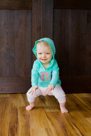 Personalized Hooded Tee - Pink, Coral, Gold, and Mint