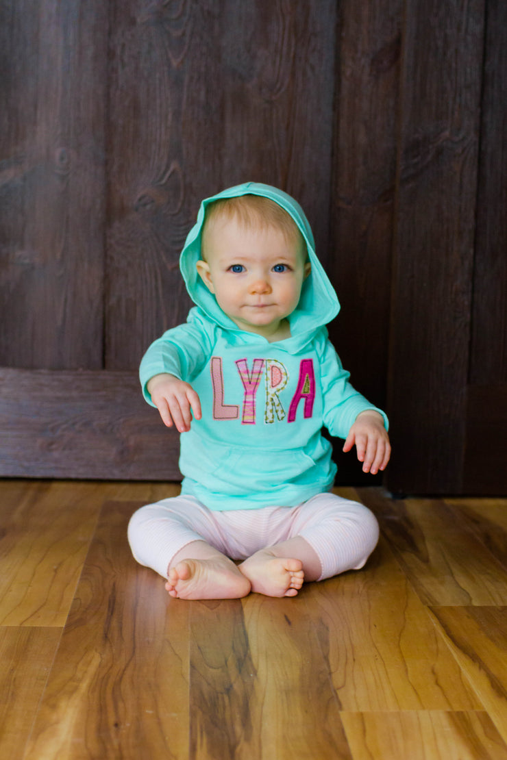 Personalized Hooded Tee - Pink, Coral, Gold, and Mint