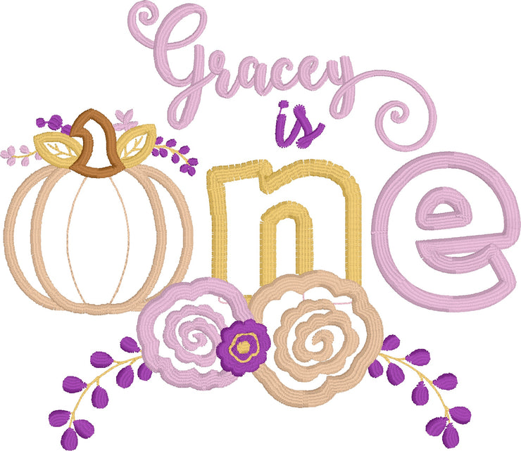 Pumpkin Floral Birthday Shirt in Shades of Purple, Peach, and Gold