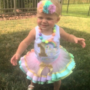 Pastel Rainbow Unicorn Birthday Tutu Outfit