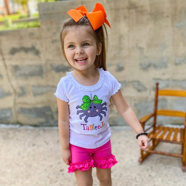 Spider Halloween Appliqué Shirt for Girls