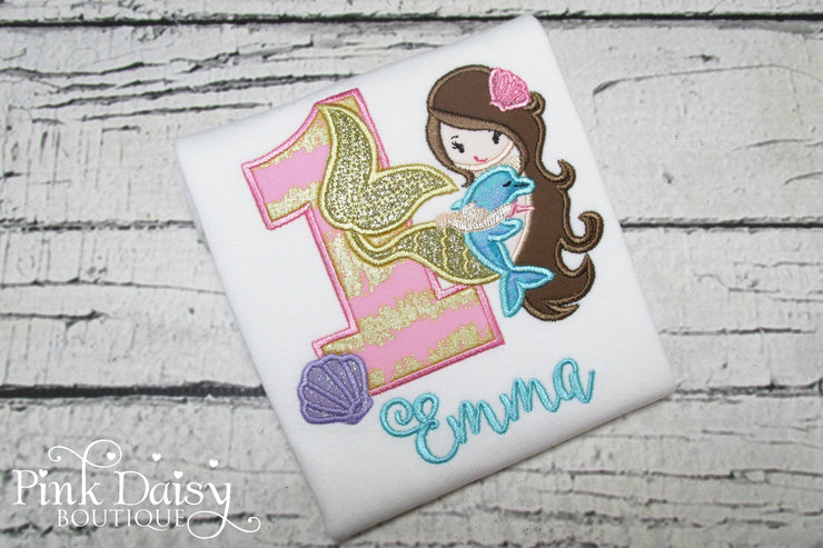 Mermaid Birthday Tutu Outfit in Pink, Lavender, Aqua, and Gold